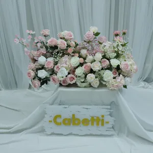 Arrangement KCRF-085 de rangée de fleur de chemin de table de bande de rose artificielle de décoration de mariage