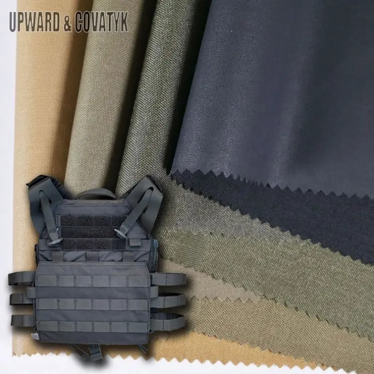 500D ธรรมดา BK Cordura ผ้าไนลอนกันน้ำเคลือบ PU สำหรับกระเป๋าเต็นท์เสื้อผ้าเสื้อยูนิฟอร์มสำหรับผู้ชายและผู้หญิง