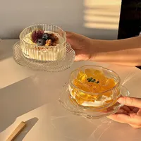 Creatieve glazen schaal in Scandinavische stijl, voor koude gerechten, fruit, soep, saus, azijn, onregelmatige vorm, eetgerei.