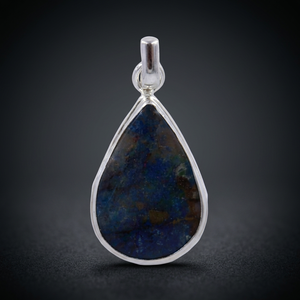 Silver Teardrop <b>Pendant</b> Natural <b>Lapis</b> <b>Lazuli</b> Stone Bezel Set Trendy Style Unisex Everyday Wear Third Party Certified Jewelry - Product Image 3