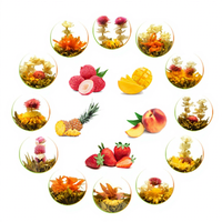 Boules de thé fleuri personnalisées aux saveurs de fruits, thé vert biologique, faible MOQ, faites à la main, parfum mangue, ananas, fraise