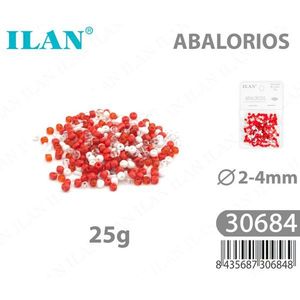 Perline di Vetro Ilan Abalorios 2-4mm Rosse Assortite 25g - Product Image 1