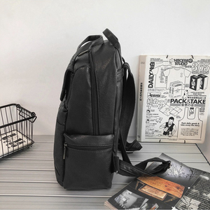 <span class=keywords><strong>Sac</strong></span> <span class=keywords><strong>à</strong></span> <span class=keywords><strong>Dos</strong></span> d'Ordinateur <span class=keywords><strong>Homme</strong></span> en Cuir Noir Souple, Grande Capacité, Tendance Décontractée pour Étudiant, Vente en Gros - Product Image 3