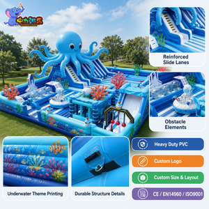 Circuito de Obstáculos Inflable Comercial de PVC Sea World con Tobogán para Alquiler en Parques, Proveedor OEM ODM de Fábrica - Product Image 2