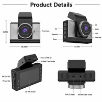 Caméra de tableau de bord 4G à double objectif, enregistreur vidéo 2K, Wi-Fi intégré, GPS, contrôle par application, moniteur de stationnement IPS 3,0 pouces, dashcam 4G