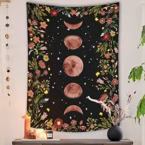 Moonlit Garden Art Tapisserie, Home Kopfteil Schlafzimmer Wohnzimmer Wohnheim Dekor Hängende Decke