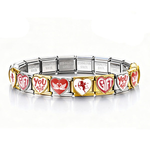 Correa de Reloj de Acero de Titanio con Patrón Cuadrado, Serie LOVE para el Día de San Valentín, Brazalete Modular Italiano, Accesorio de Regalo Unisex - Product Image 5