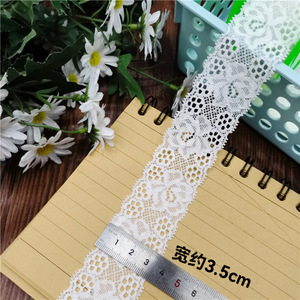 Stock di fabbrica bianco nero 3.5 cm tessuto di pizzo elastico ricamato ciglia materiali per accessori per capelli - Product Image 5
