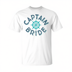 Captain Bride Nautical Wedding T-Shirt <b>Ship</b> <b>Wheel</b> Design White - Product Image 2