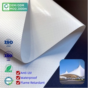 Bâche en <span class=keywords><strong>tissu</strong></span> PVDF architectural sur mesure 1100 g/m² pour structures membranaires tendues, <span class=keywords><strong>tissu</strong></span> imperméable enduit de PVC - Product Image 1