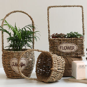 Usine Nouveau Rotin Seagrass Formes Rondes Paniers De Rangement <span class=keywords><strong>Plante</strong></span> Fleur Panier - Product Image 4