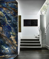 Panneau mural en PVC 1000 mm * 10 mm, bleu agate, facile à installer, imperméable, anti-moisissure