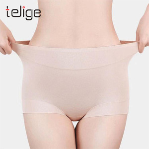 Ropa interior de cintura alta para mujer, talla grande, entrepierna, Color sólido, algodón, vientre, cadera, punto al por mayor - Product Image 1