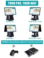 15.6 Inch LED Touch Screen POS Monitor with Printer for Small Business Restaurant Cash Register POS System Machine