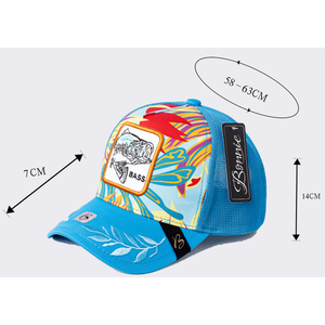 Gorra Trucker Bonvie de 6 Paneles, Malla Transpirable, Unisex, para Pesca, con Bordado de Lubina, Estilo Casual de Primavera/Verano - Product Image 1