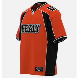 เสื้อยืดแขนสั้นผู้ชาย HEALY สีส้มดำตัดกัน ลายพิมพ์อเมริกัน ผ้าตาข่าย ระบายอากาศ แห้งเร็ว น้ำหนักเบา คอวี สไตล์สตรีทแวร์ - Product Image 2