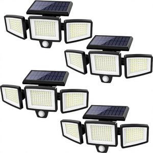 Güneş Enerjili Dış Mekan Güvenlik Lambaları 2500LM 210 LED <span class=keywords><strong>3</strong></span> Başlıklı Hareket Sensörlü Uzaktan Kumandalı IP65 Su Geçirmez 270 Geniş Açılı <span class=keywords><strong>3</strong></span> - Product Image 1