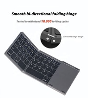 Keyboard Mini Lipat Tiga dengan Touchpad, Ultra-Slim, Portabel, Nirkabel untuk Tablet, Ponsel, dan PC Android, iOS, Windows