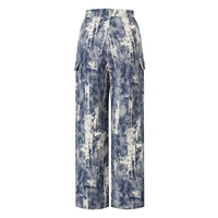 Fabricant de jeans Streetwear personnalisé bleu haute qualité 100% coton Denim pantalon Femme grande taille imprimé Cargo Jeans femmes 2024