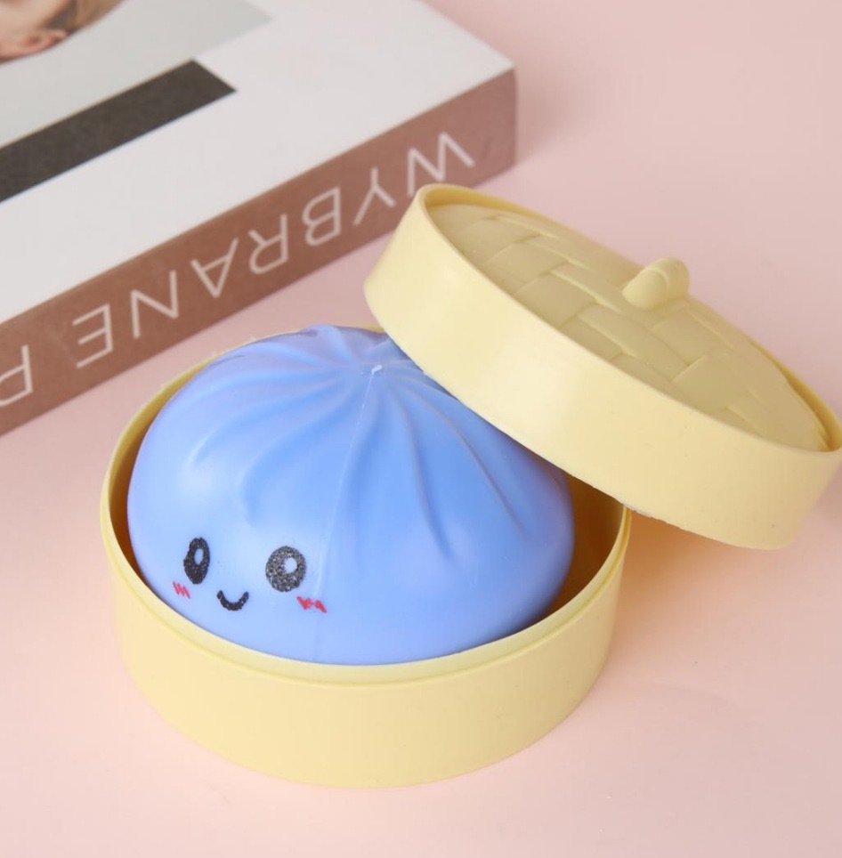 Smiley Face Blue Bun (with Steamer Basket)