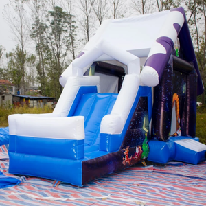 <span class=keywords><strong>Château</strong></span> gonflable de Noël bleu et violet pour <span class=keywords><strong>location</strong></span> extérieure, avec toboggan combiné - Product Image 2