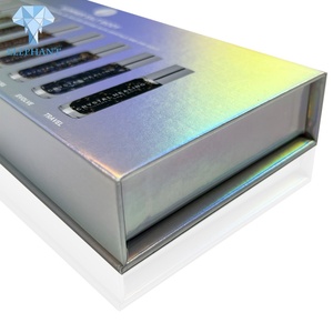 Flip Top Rigid Cardboard <b>Silver</b> Holographic Nail Polish Rectangle Magnetic Packaging <b>Box</b> - Product Image 5
