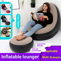 Canapé-lit gonflable moderne en PVC pliable en forme de L avec design de fauteuil inclinable pour chambre à coucher, salon, extérieur et hôtel