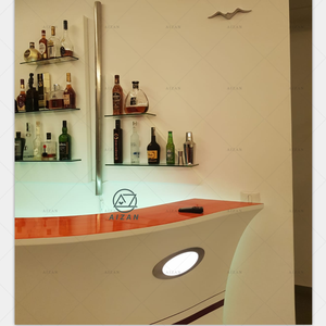 Meuble moderne de bar contemporain à surface solide avec LED RVB comptoir de bar de cuisine de petite taille design moderne en forme de <span class=keywords><strong>bateau</strong></span> à vendre - Product Image 5