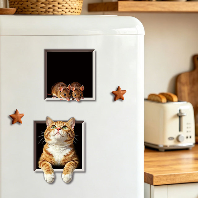 Cartoon Mouse Cat Magnetic Sticker Refrigerator Magnet for Home Decoration