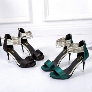 Sandali con Tacco a Spillo in Raso di Seta con Cinturino alla Caviglia, Punta Aperta e Cerniera Posteriore, Primavera Estate 2026, Eleganti e Glamour per Serate e Feste, OEM - Product Image 3