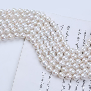 Perles d'eau douce baroques blanches en forme de goutte de 9-11 mm en gros, accessoires pour collier DIY, Zhuji avec perles roses en vrac - Product Image 4