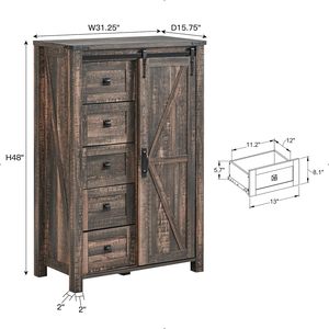 Cómoda Rústica Estilo Granja WenFeng OEM/ODM - 54 Pulgadas <span class=keywords><strong>de</strong></span> Ancho, 7 Cajones, Textura <span class=keywords><strong>de</strong></span> <span class=keywords><strong>Madera</strong></span> Natural, Mueble <span class=keywords><strong>de</strong></span> Almacenamiento Antiguo para Dormitorio o Pasillo - Product Image 2