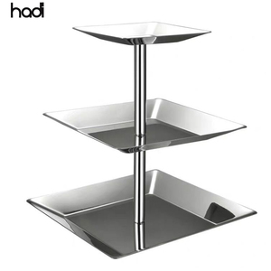 Présentoir à desserts de fruits en acier inoxydable, ustensiles de buffet HD, d'autres hôtels, support de table à 3 niveaux, 8 pièces - Product Image 2