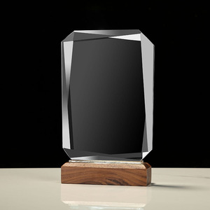Pujiang Factory Wholesale Creative Large Clear K9 Blank Wooden Trophy Custom Design Trophies Medals Plaques