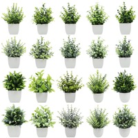 Plante artificielle en pot d'eucalyptus et romarin en plastique, vente en gros, décoration de bureau intérieure, ornement végétal artificiel en pot