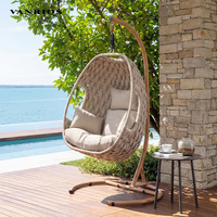 VANRIOS Fauteuil suspendu œuf circulaire en métal pour jardin, patio et intérieur, style brésilien, en rotin et corde, mobilier d'extérieur