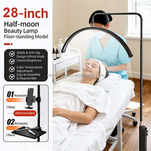 Lámpara de pie LED profesional plegable de media luna para salón de belleza, luz regulable para el hogar, luz de relleno para pestañas, uñas, <span class=keywords><strong>tatuajes</strong></span> y cuidado de la piel - Product Image 4