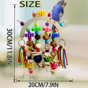 Jouets à mâcher pour oiseaux en bois naturel, extra grands, multicolores, blocs en bois naturel pour perroquets, jouets à déchirer pour oiseaux - Product Image 4