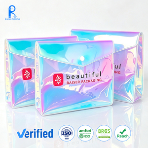 Pochette de maquillage holographique transparente en PVC avec logo personnalisé, sac de toilette imperméable, sac de voyage cosmétique de luxe transparent - Product Image 1