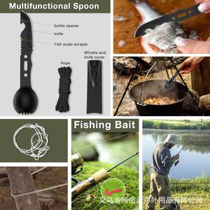 Kit de Herramientas de Supervivencia Multiusos de Acero Inoxidable 21x11.5x5.5cm, Equipo de Emergencia para Exteriores 19 en 1 - Product Image 5