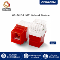 Jack Keystone RJ45 Cat6 UTP HB-8012 Jaune, Contacts Plaqués Or 180 Degrés, Module Réseau