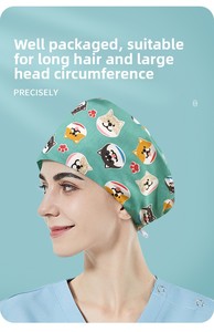 Cappello Chirurgico Unisex a Righe 100% Cotone con Stampa Cartoon per Infermieri o Chirurghi Dentali/Orale - Product Image 2