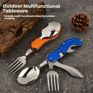 Juego de utensilios multifuncionales para pícnic al aire libre, cubiertos de viaje, mini cuchillo, tenedor, cuchara plegable, vajilla. - Product Image 2