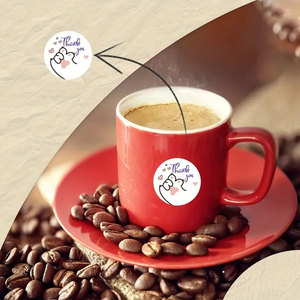 Adesivo in vinile a forma di zampa di gatto con scritta '<span class=keywords><strong>Grazie</strong></span>' e forte adesività <span class=keywords><strong>per</strong></span> tazze da caffè, buste e imballaggi <span class=keywords><strong>per</strong></span> piccole imprese - Product Image 5