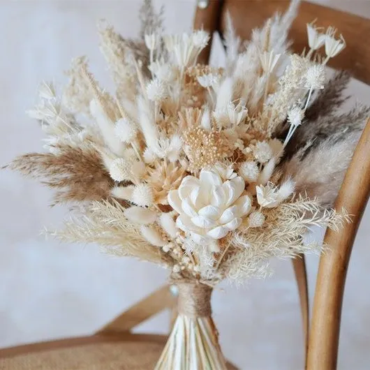 Caliente DIY Boho decoración del hogar boda plantas arreglos ramo personalizado ramillete muñeca flores secas decoración de la boda ramo de novia
