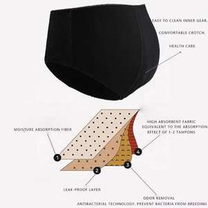 Braguitas Menstruales Personalizadas con Logotipo, las Mejores para Mujeres Adultas, Posparto, Sanitarias, Transpirables, Lavables, de Spandex, Negras, 4XL - Product Image 6
