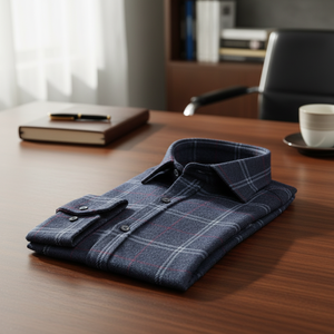 Chemise décontractée formelle 100 % coton bleue pour homme - Product Image 3