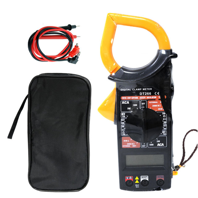 Electronic Count Digital True DT 266 Measuring Voltage Tester AC DC Current DT266 Digital Clamp Meter Multimeter