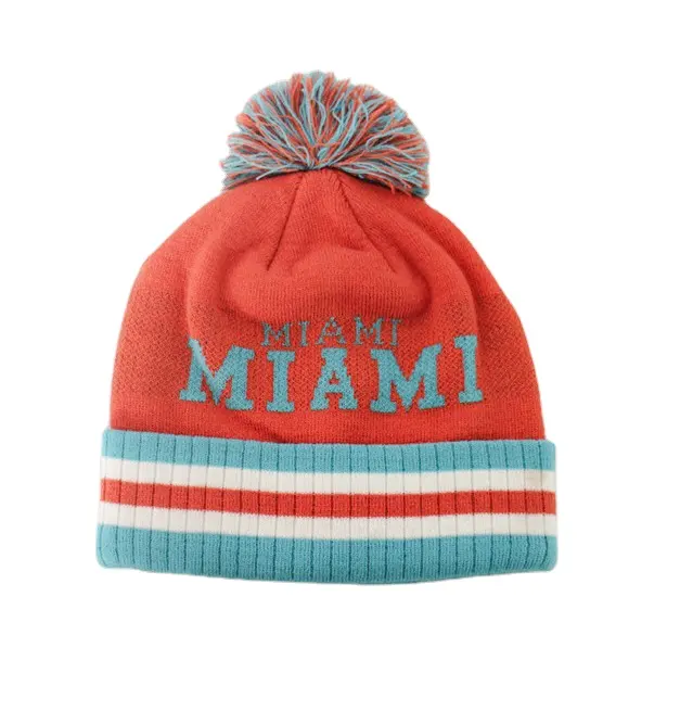 Tuque de bonnet en tricot jacquard de nom de ville personnalisée certifiée Oeko Tex 100