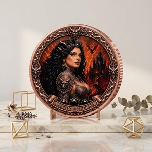 Kupfer-Fantasymünze <span class=keywords><strong>Magic</strong></span> Inferna 1 Unze Rund Gotisches Schloss Dunkler Drachen Themenmünze Antik-Finish Sammlerstück Geschenk - Product Image 1